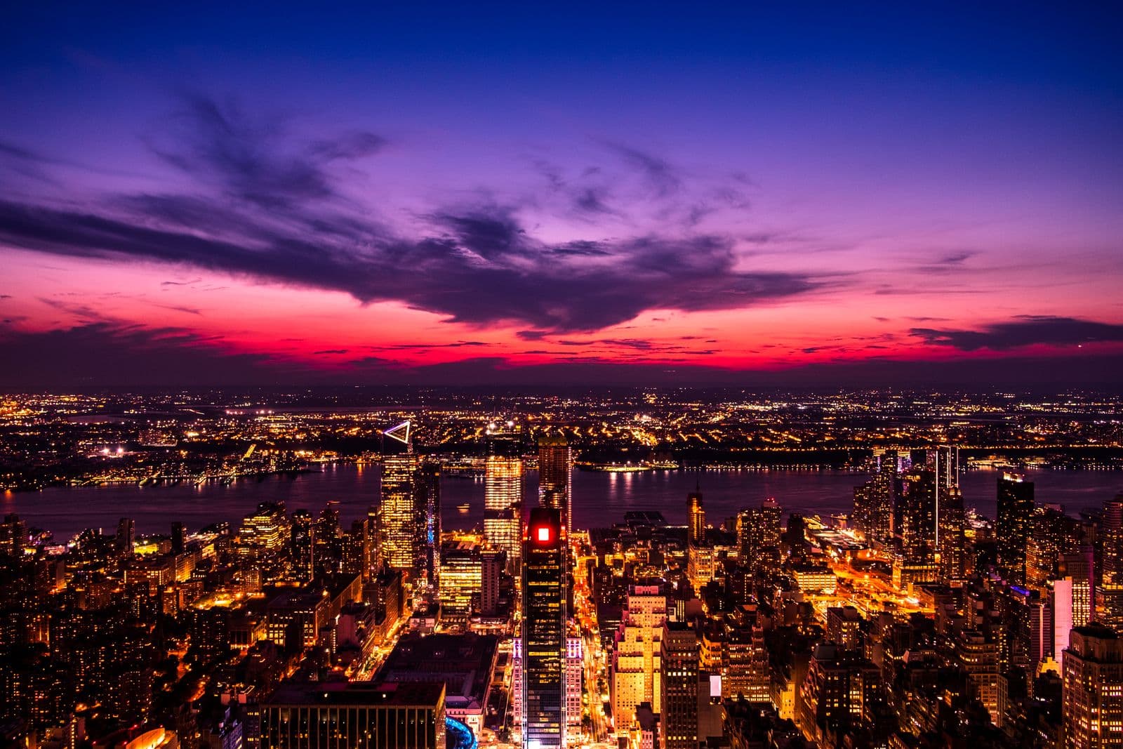 Horizonte de Nueva York al atardecer