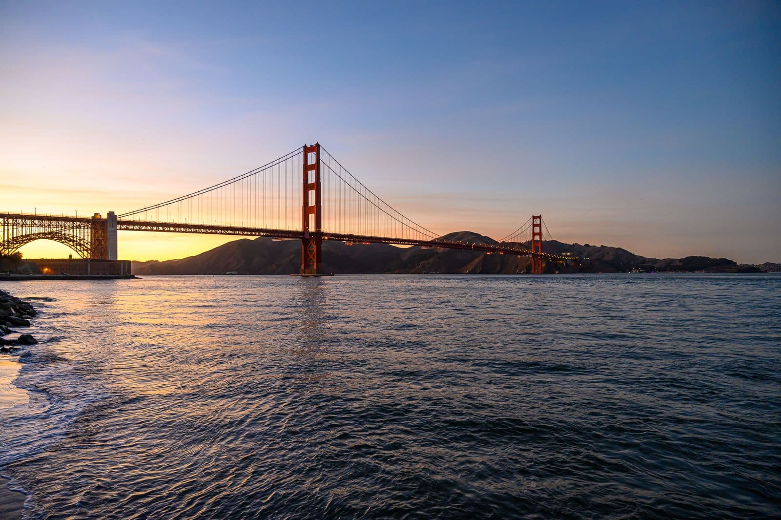 El puente Golden Gate en San Francisco al atardecer